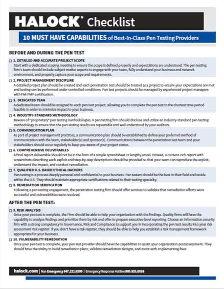 Blue Penetration Test Checklist