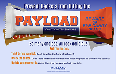 Candy Bar Cyber security Awareness Payload Poster Chicago Schaumburg