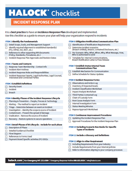 Cyber Security Incident Response Plan Checklist