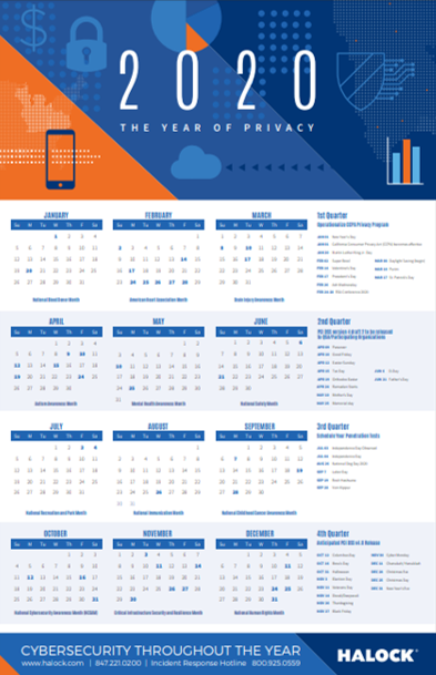 2020 Calendar HALOCK Security
