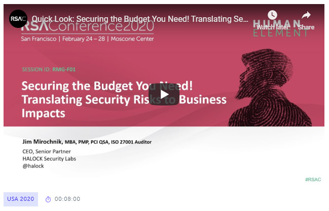 HALOCK Security DoCRA Securing the Budget You Need RSA Conference