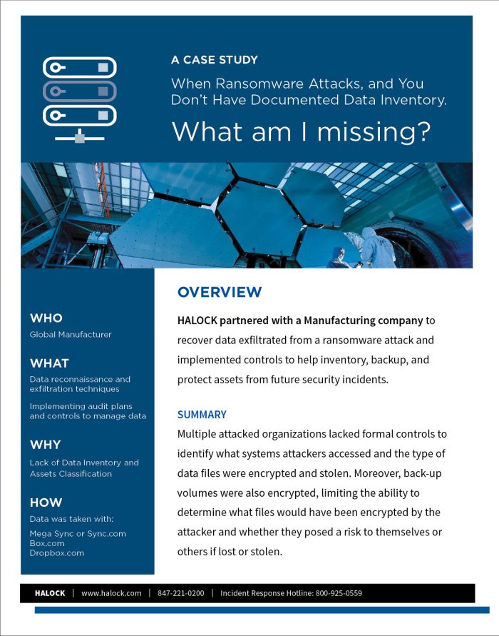 Data Inventory Case Study Halock Reasonable Security Halock Data Inventory Case Study Halock Reasonable Security Halock
