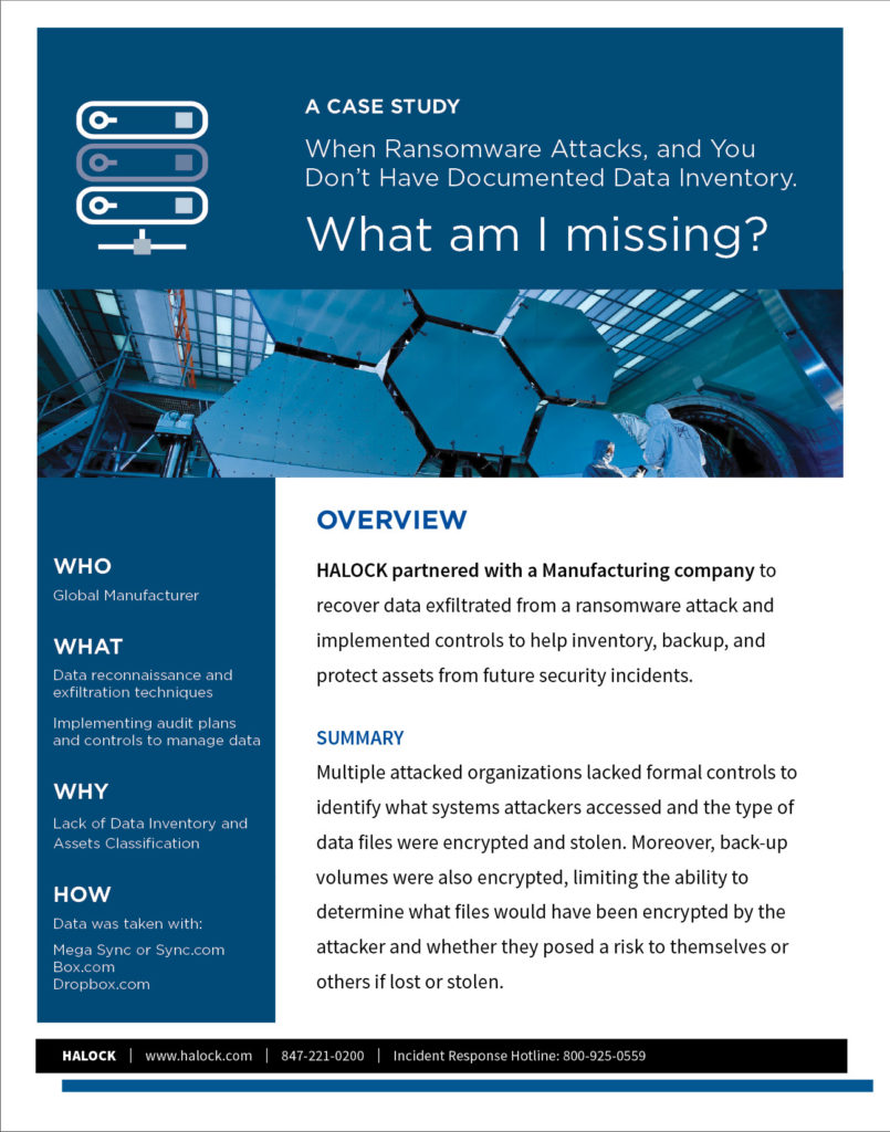 cyber security case study Data Inventory Manufacturing