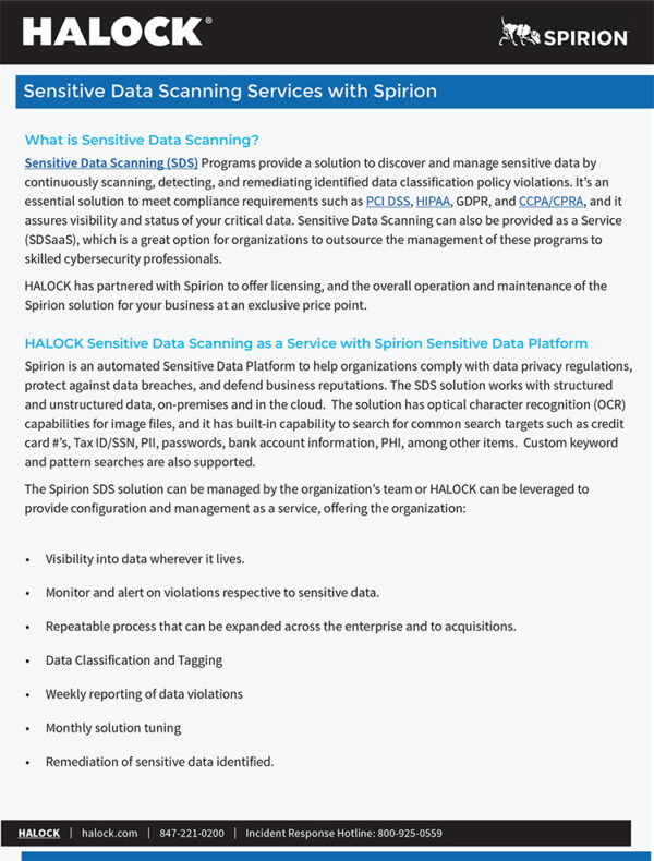 Sensitive Data Scanning Services with Spirion - HALOCK